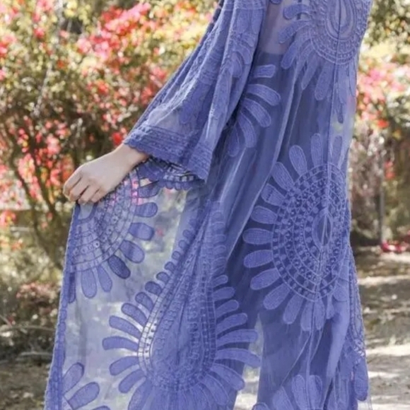 Leto Accessories Sweaters - Bohemian Lace Embroidered Kimono